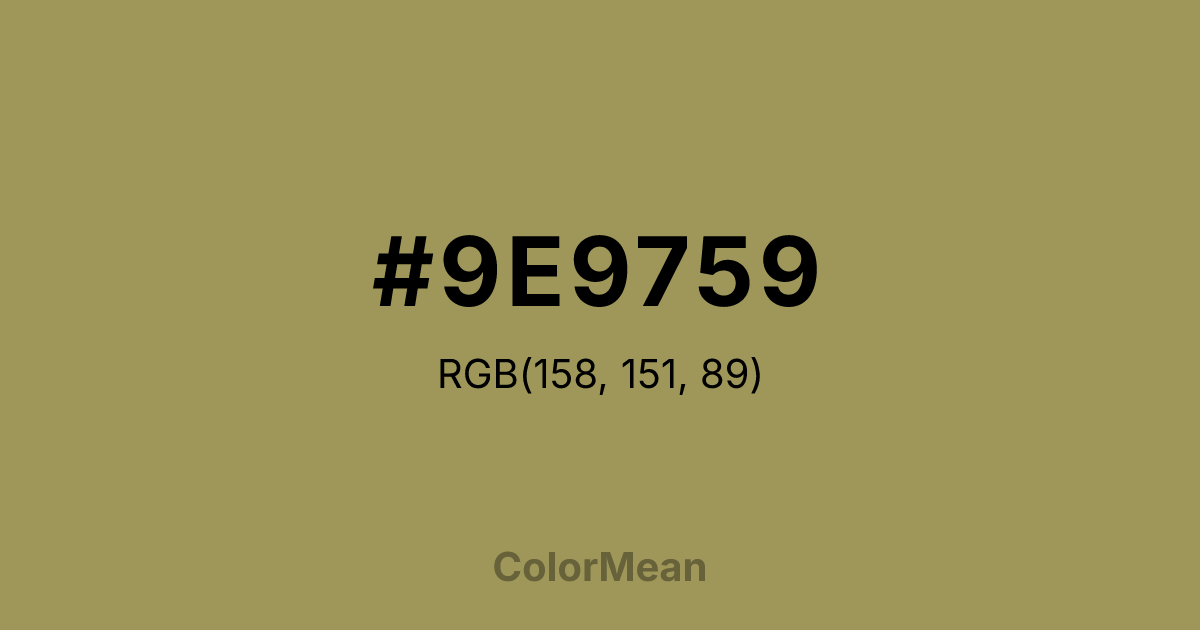 Color swatch image showing #9E9759 with RGB(158,151,89) values