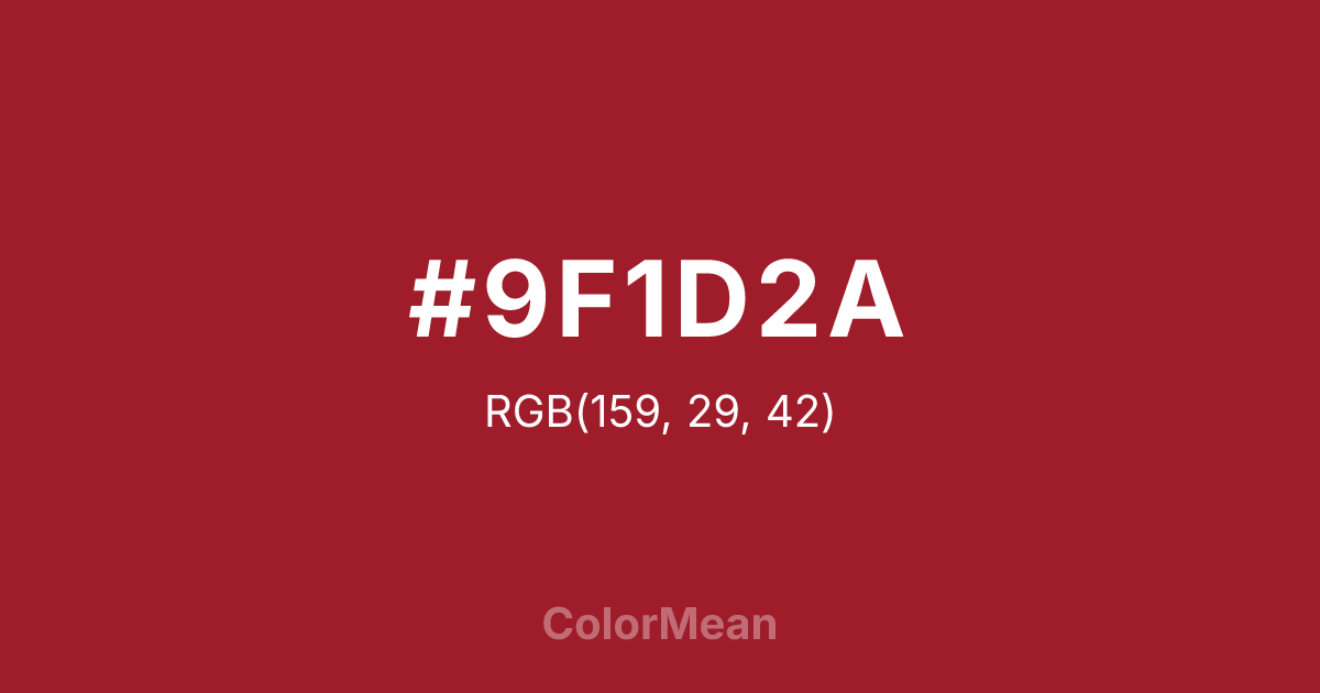 Color swatch image showing #9F1D2A with RGB(159,29,42) values
