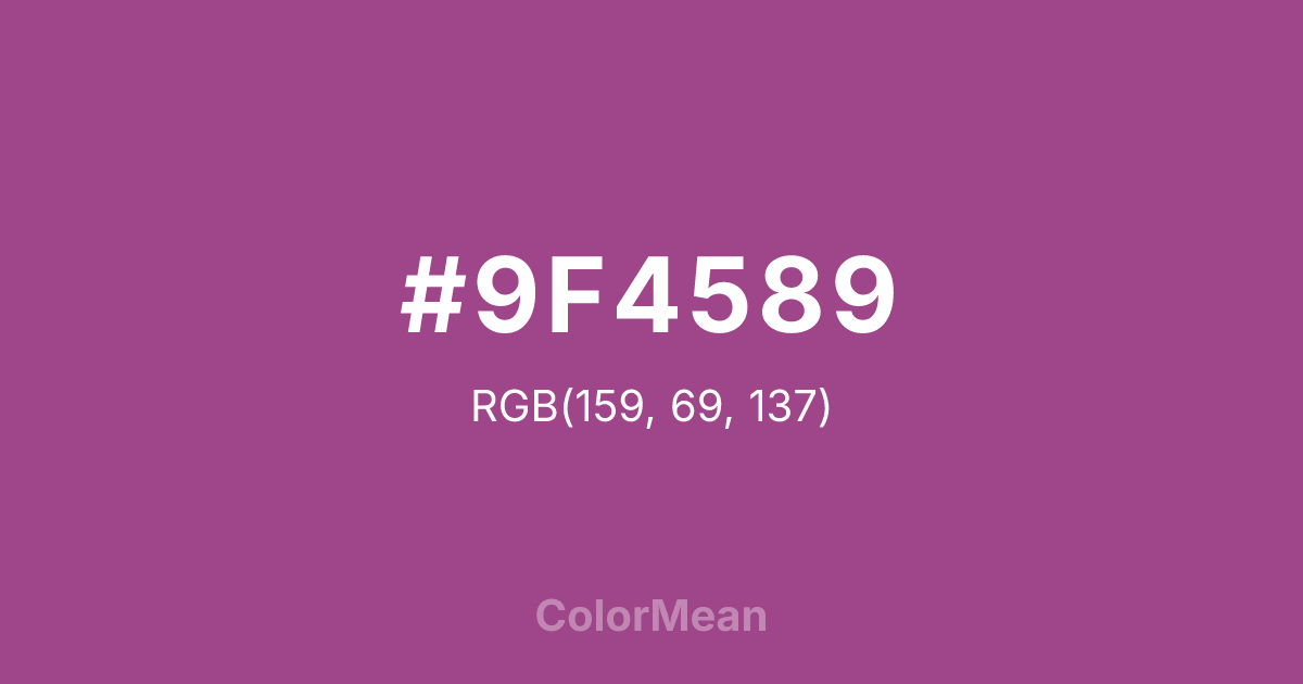 Color swatch image showing #9F4589 with RGB(159,69,137) values