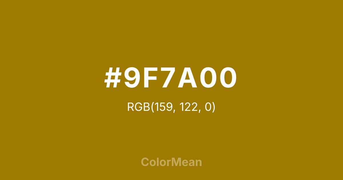 Color swatch image showing #9F7A00 with RGB(159,122,0) values