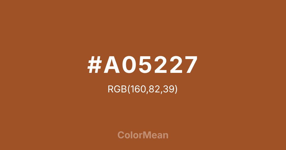 Color swatch image showing #A05227 with RGB(160,82,39) values