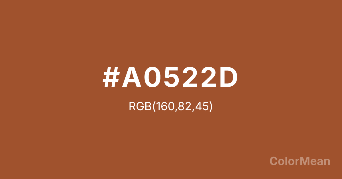 Color swatch image showing Sienna (#A0522D) with RGB(160,82,45) values