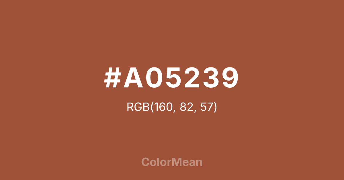 Color swatch image showing #A05239 with RGB(160,82,57) values