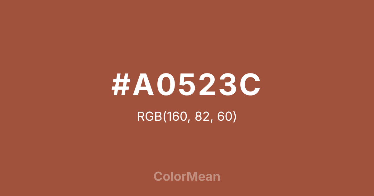 Color swatch image showing #A0523C with RGB(160,82,60) values