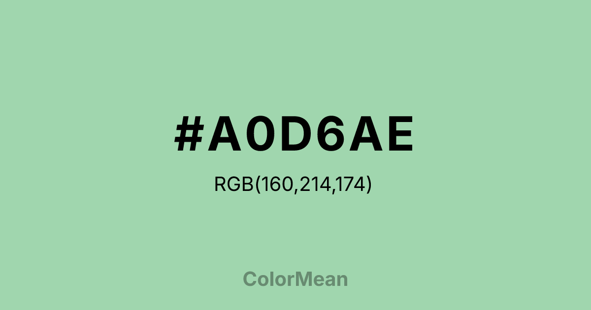 Color swatch image showing #A0D6AE with RGB(160,214,174) values
