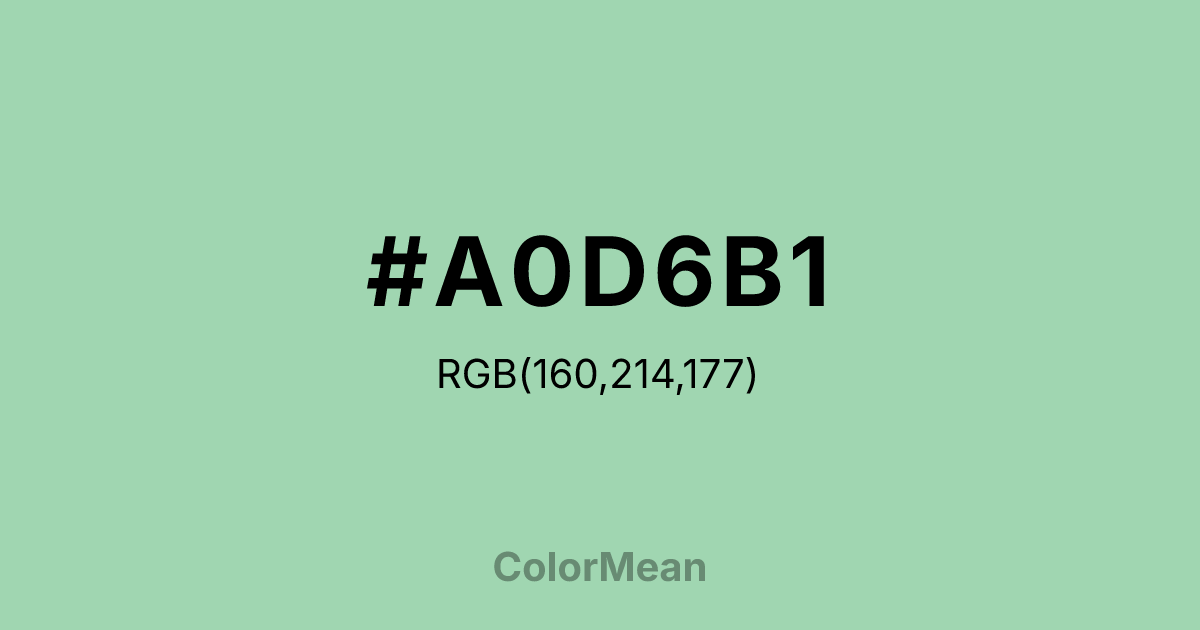 Color swatch image showing #A0D6B1 with RGB(160,214,177) values