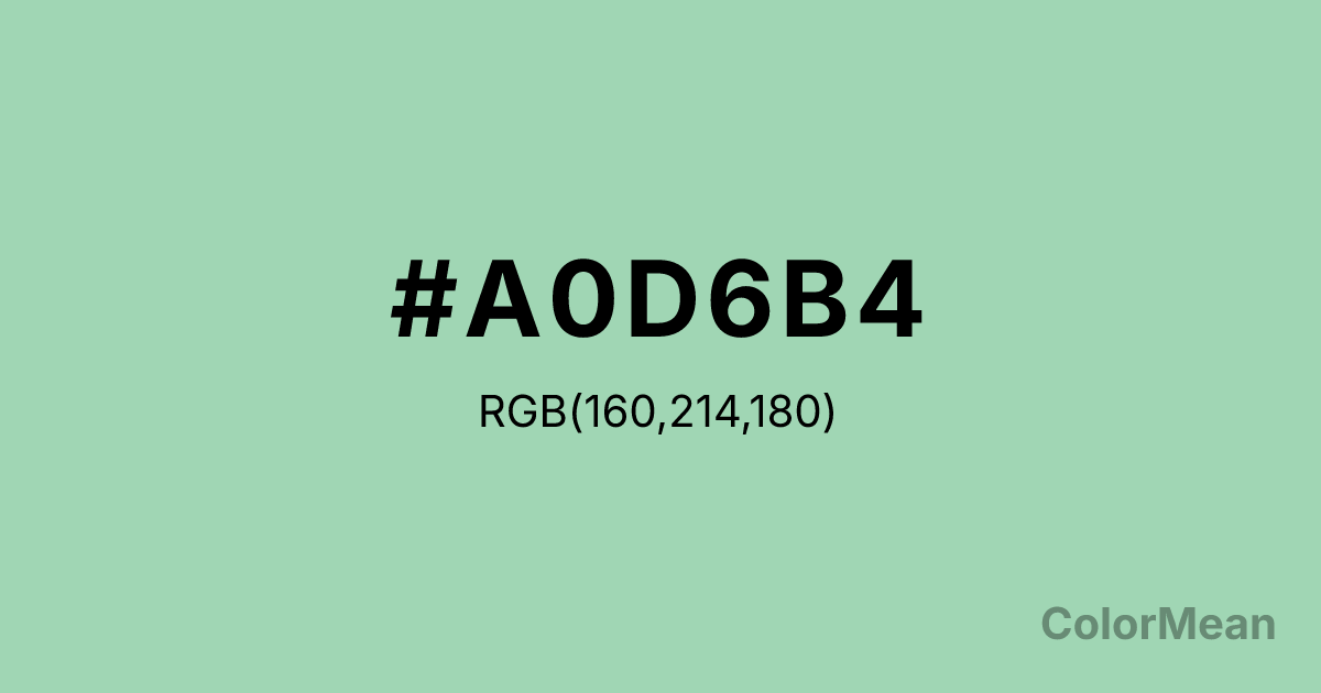 Color swatch image showing Turquoise Green (#A0D6B4) with RGB(160,214,180) values