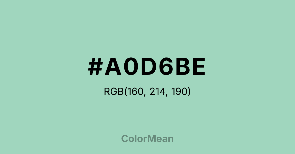 Color swatch image showing #A0D6BE with RGB(160,214,190) values