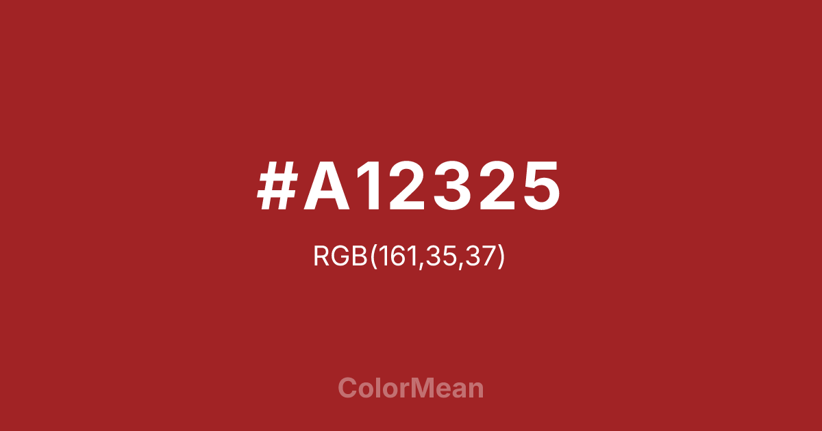 Color swatch image showing #A12325 with RGB(161,35,37) values