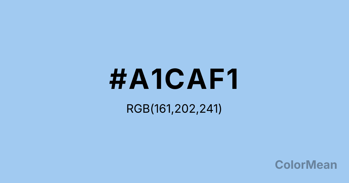 Color swatch image showing Baby Blue Eyes (#A1CAF1) with RGB(161,202,241) values