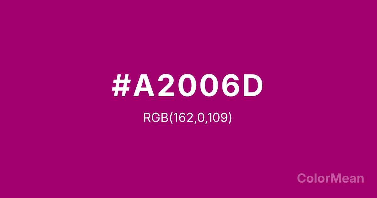 Color swatch image showing Flirt (#A2006D) with RGB(162,0,109) values
