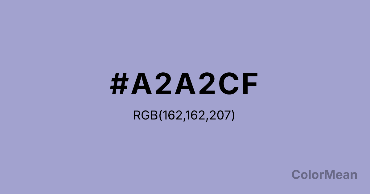 Color swatch image showing #A2A2CF with RGB(162,162,207) values