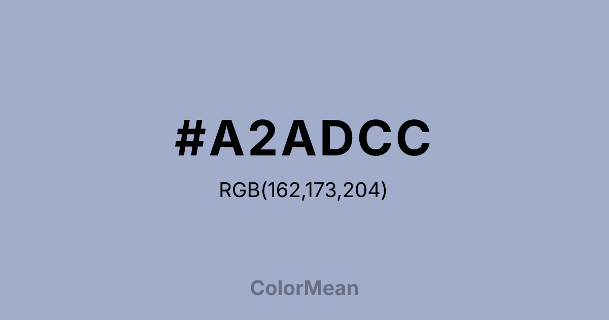 Color swatch image showing #A2ADCC with RGB(162,173,204) values