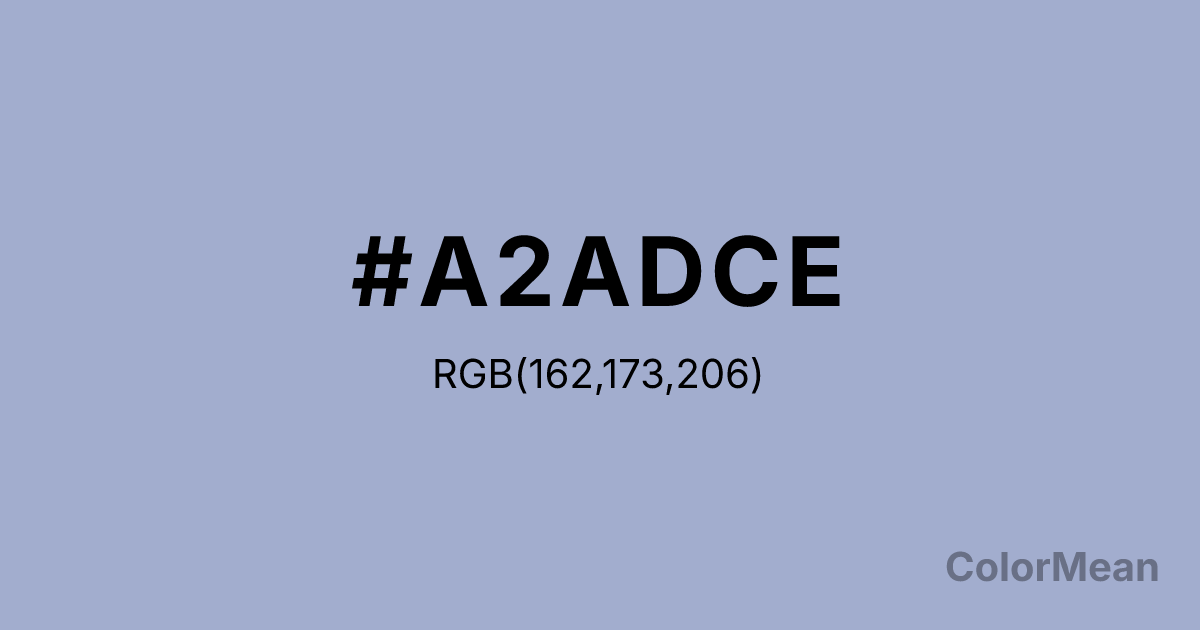 Color swatch image showing #A2ADCE with RGB(162,173,206) values