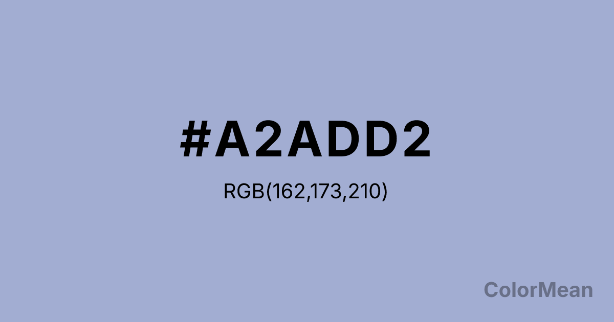 Color swatch image showing #A2ADD2 with RGB(162,173,210) values