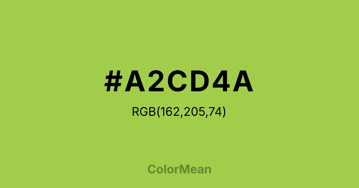 Color swatch image showing #A2CD4A with RGB(162,205,74) values