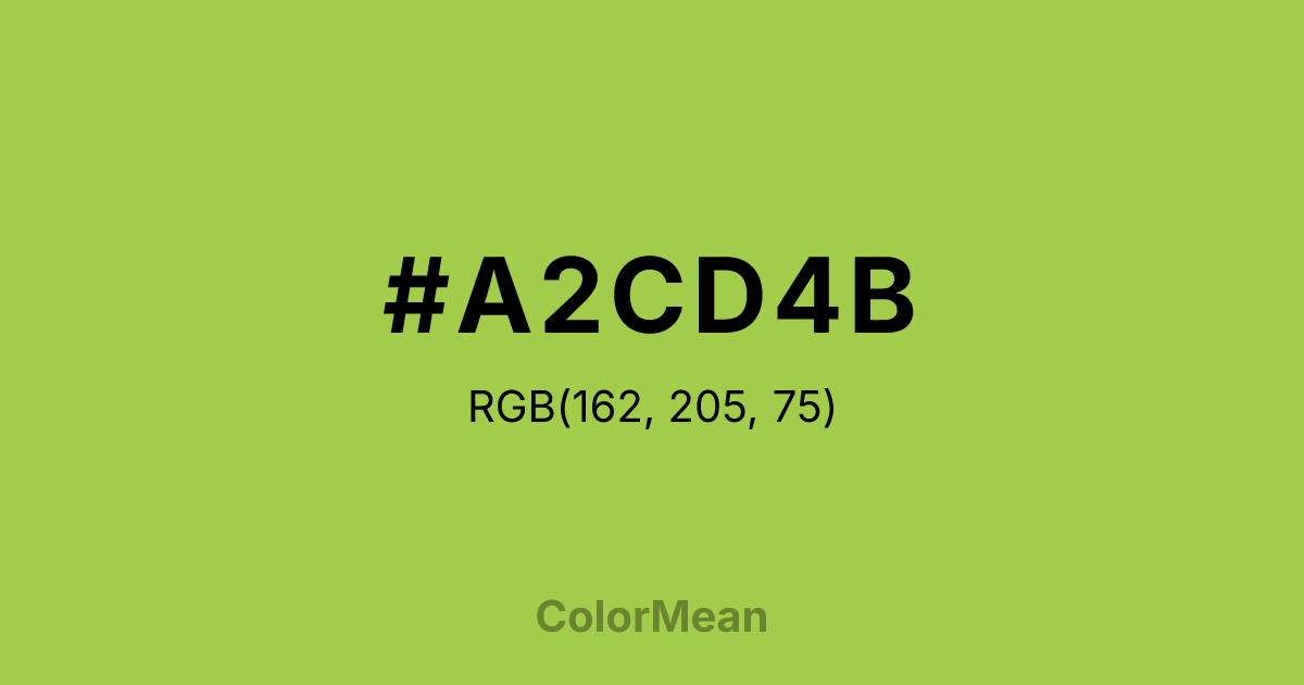 Color swatch image showing #A2CD4B with RGB(162,205,75) values
