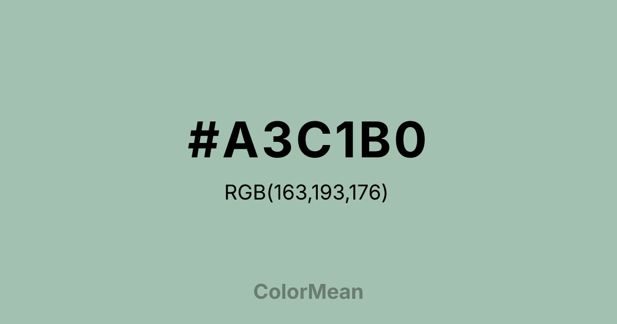 Color swatch image showing #A3C1B0 with RGB(163,193,176) values