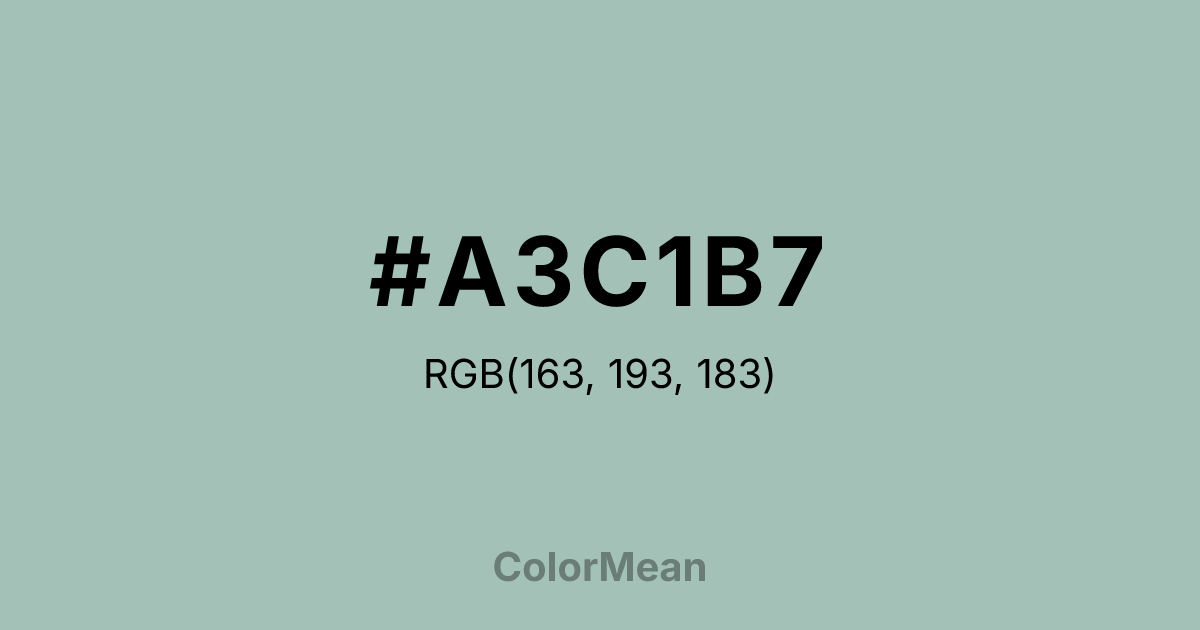 Color swatch image showing #A3C1B7 with RGB(163,193,183) values