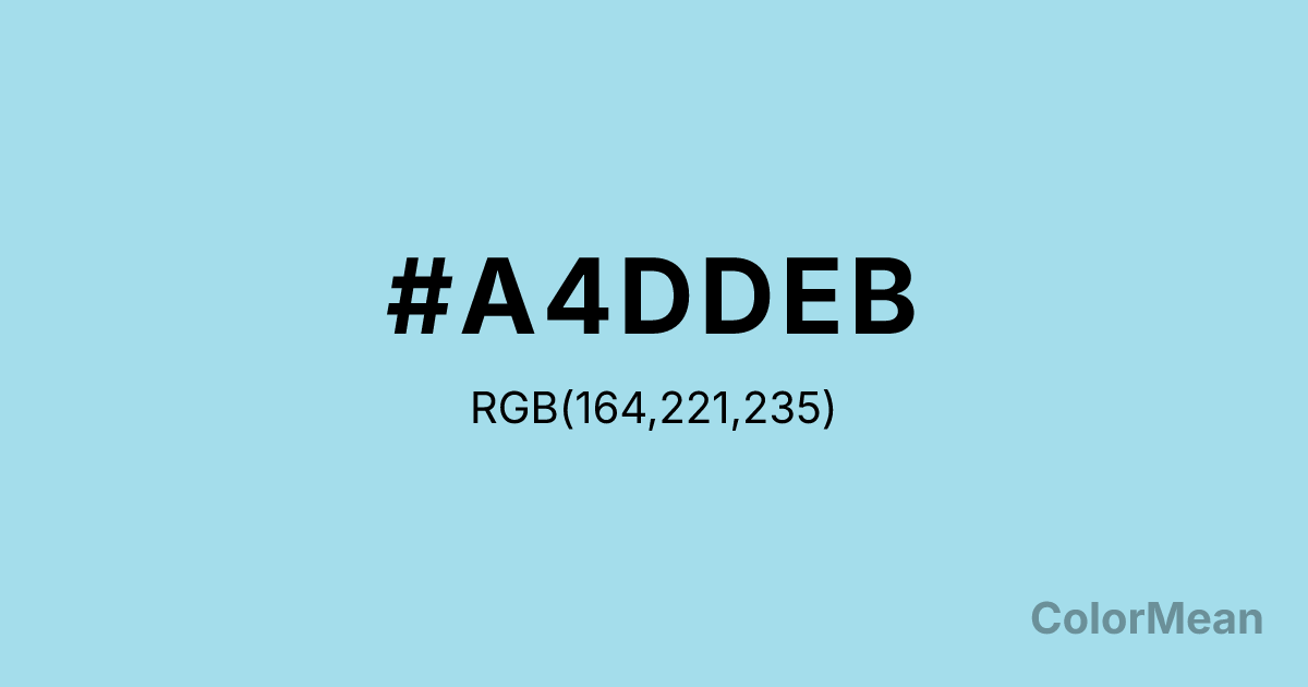 Color swatch image showing #A4DDEB with RGB(164,221,235) values