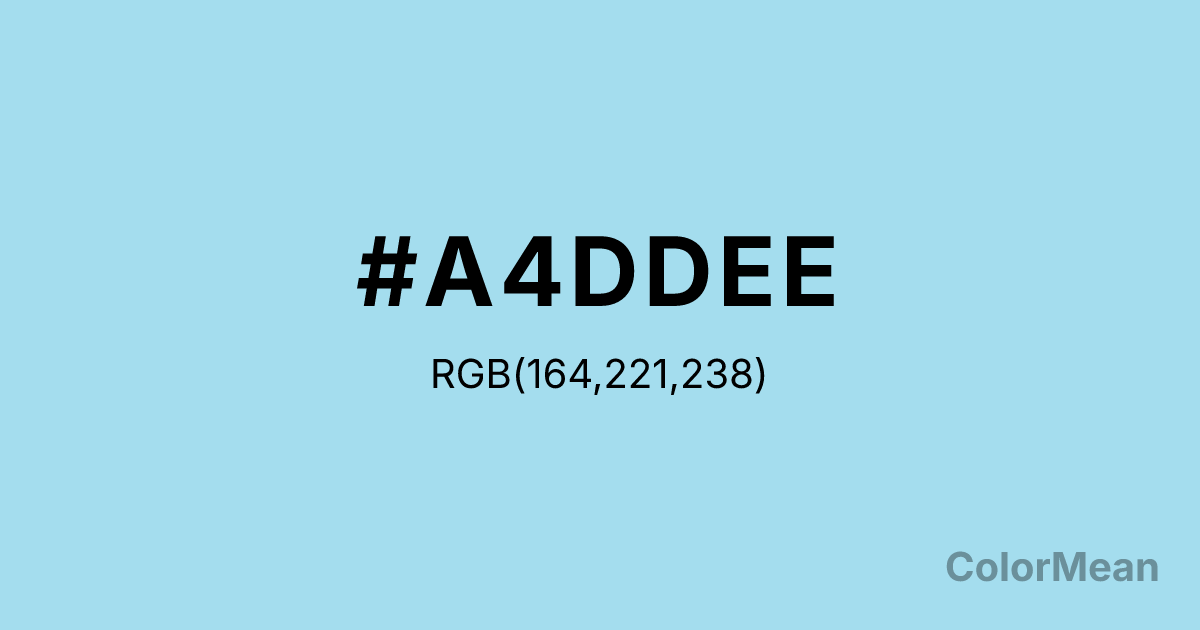 Color swatch image showing #A4DDEE with RGB(164,221,238) values