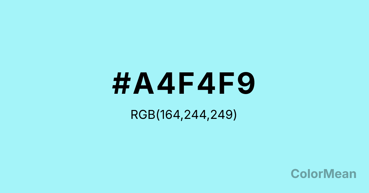 Color swatch image showing Waterspout (#A4F4F9) with RGB(164,244,249) values
