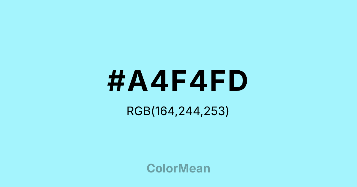 Color swatch image showing #A4F4FD with RGB(164,244,253) values