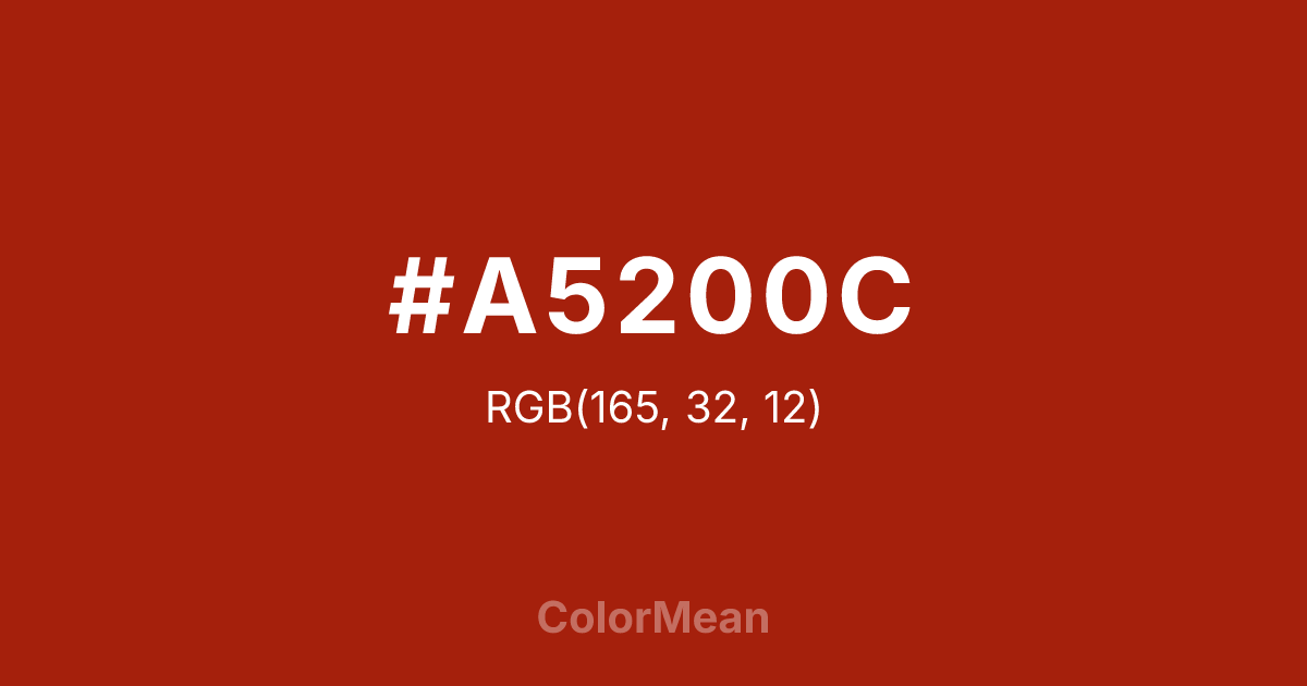 Color swatch image showing #A5200C with RGB(165,32,12) values