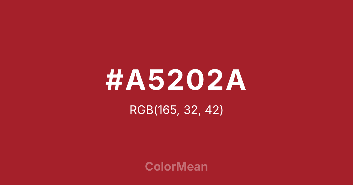 Color swatch image showing #A5202A with RGB(165,32,42) values