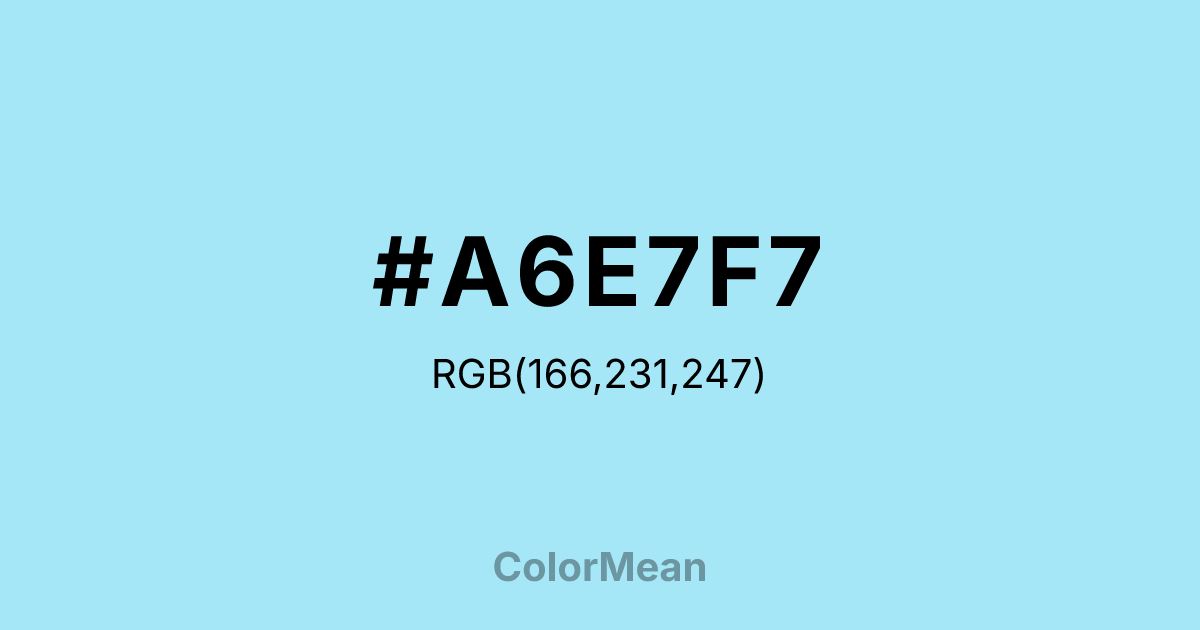 Color swatch image showing #A6E7F7 with RGB(166,231,247) values