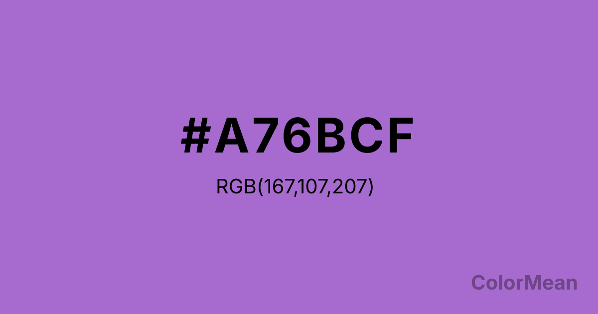 Color swatch image showing Rich Lavender (#A76BCF) with RGB(167,107,207) values