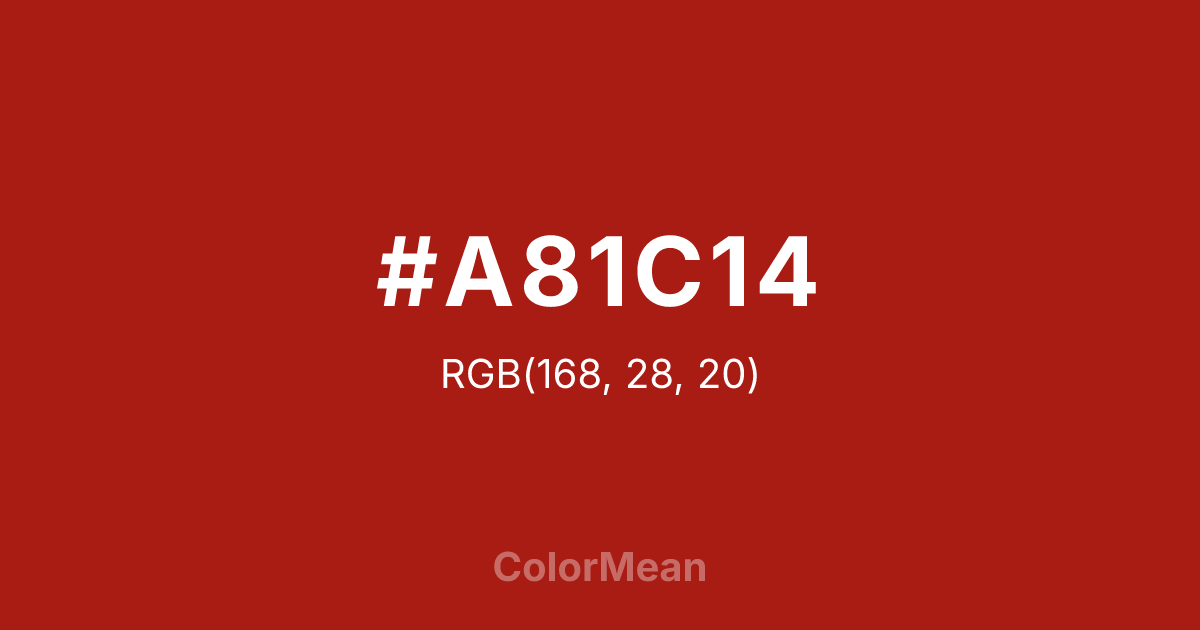 Color swatch image showing #A81C14 with RGB(168,28,20) values