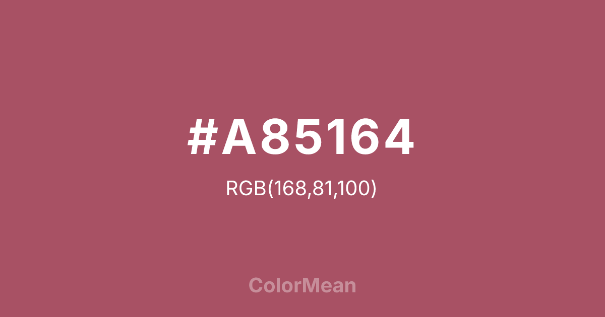 Color swatch image showing #A85164 with RGB(168,81,100) values