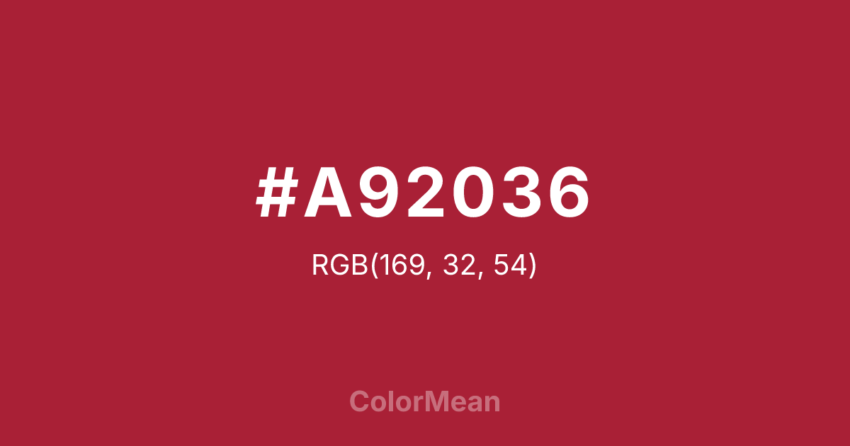 Color swatch image showing #A92036 with RGB(169,32,54) values