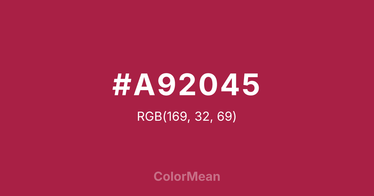Color swatch image showing #A92045 with RGB(169,32,69) values