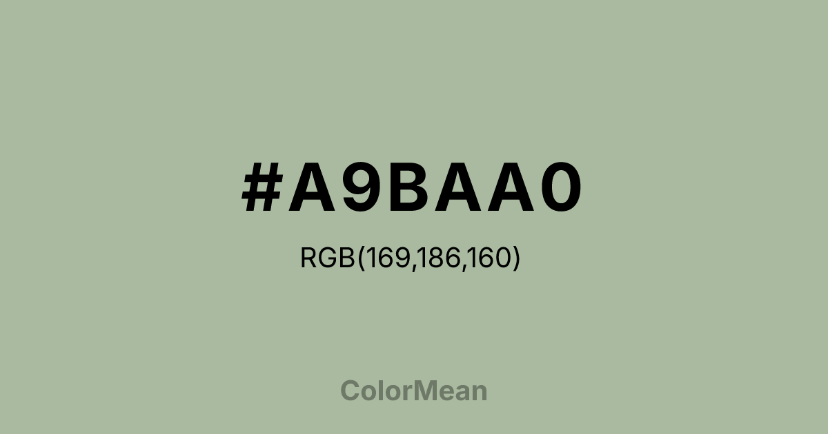 Color swatch image showing #A9BAA0 with RGB(169,186,160) values