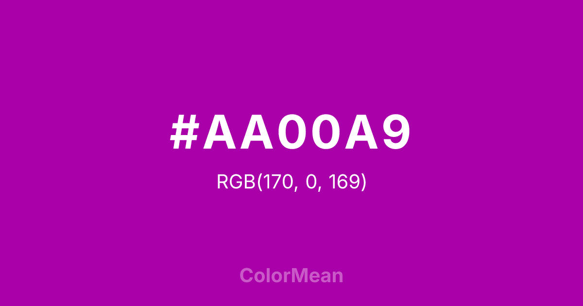 Color swatch image showing #AA00A9 with RGB(170,0,169) values