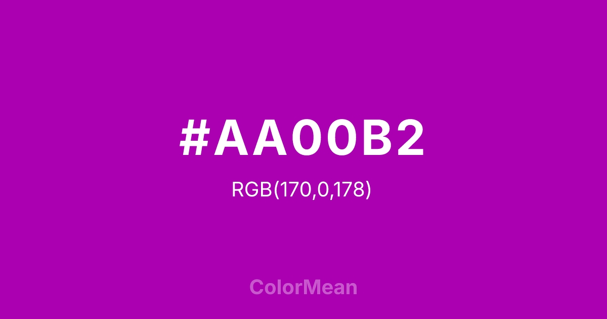 Color swatch image showing #AA00B2 with RGB(170,0,178) values