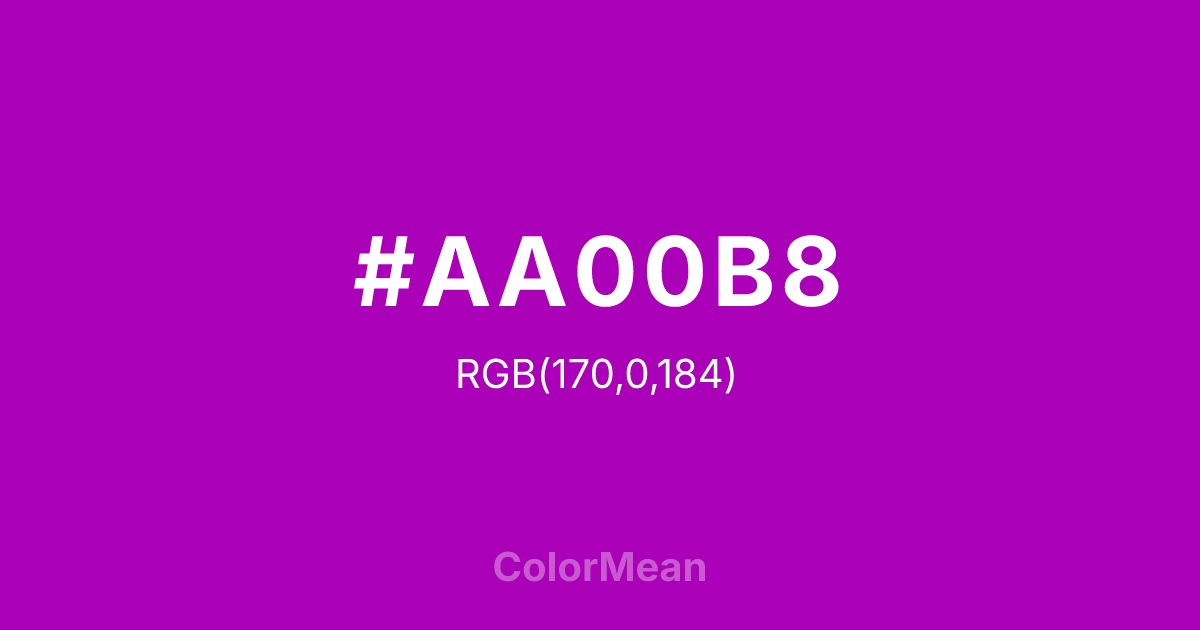 Color swatch image showing #AA00B8 with RGB(170,0,184) values
