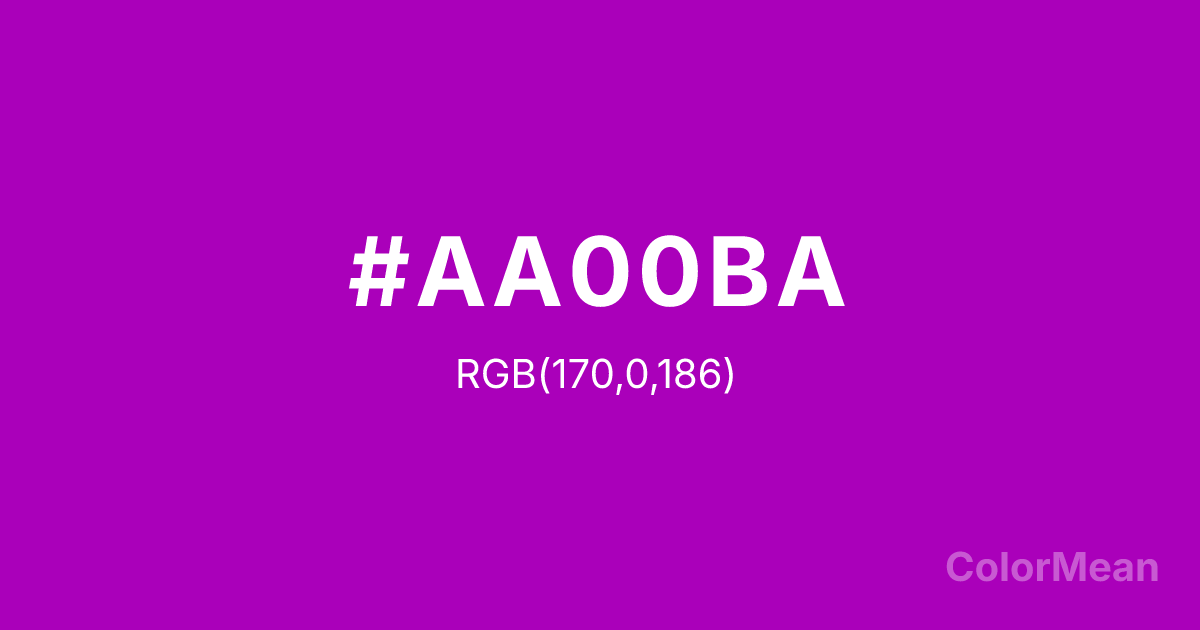 Color swatch image showing #AA00BA with RGB(170,0,186) values