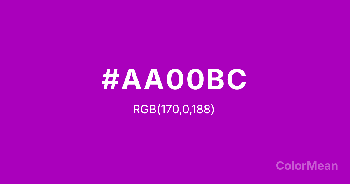 Color swatch image showing #AA00BC with RGB(170,0,188) values