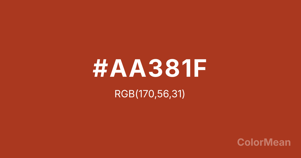 Color swatch image showing #AA381F with RGB(170,56,31) values
