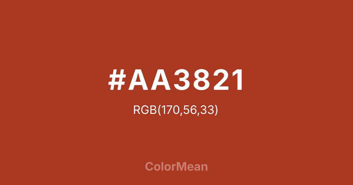 Color swatch image showing #AA3821 with RGB(170,56,33) values