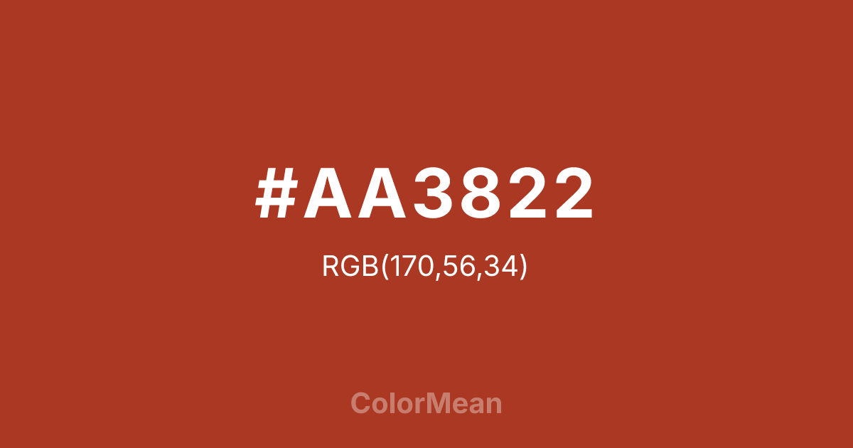 Color swatch image showing #AA3822 with RGB(170,56,34) values