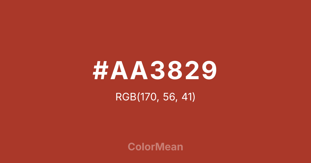 Color swatch image showing #AA3829 with RGB(170,56,41) values