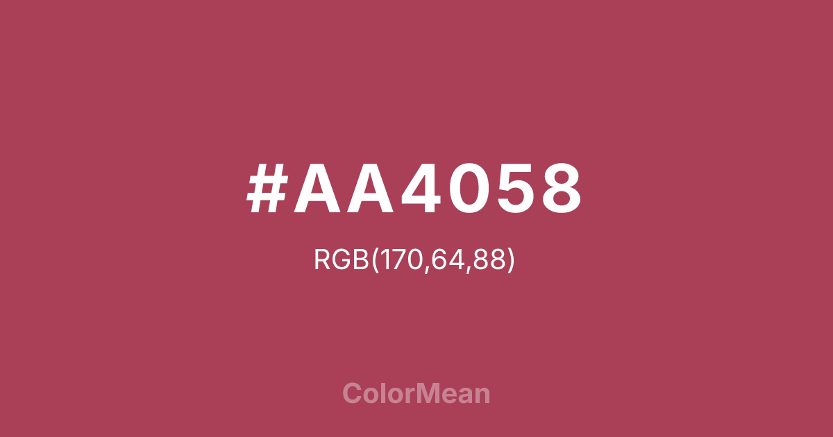 Color swatch image showing #AA4058 with RGB(170,64,88) values