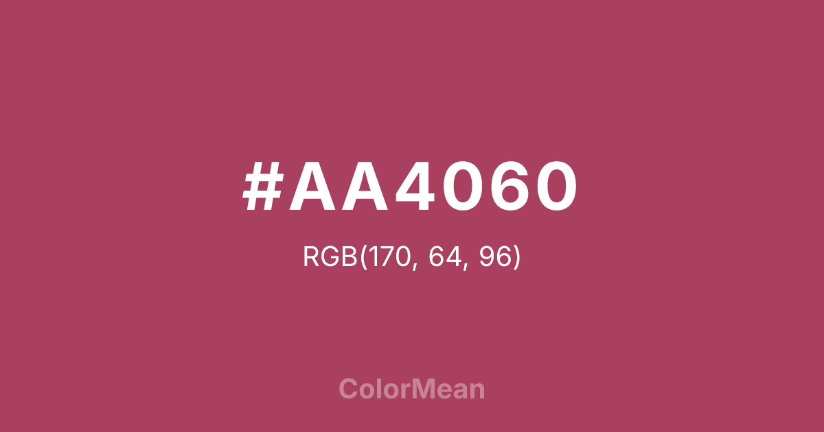 Color swatch image showing #AA4060 with RGB(170,64,96) values