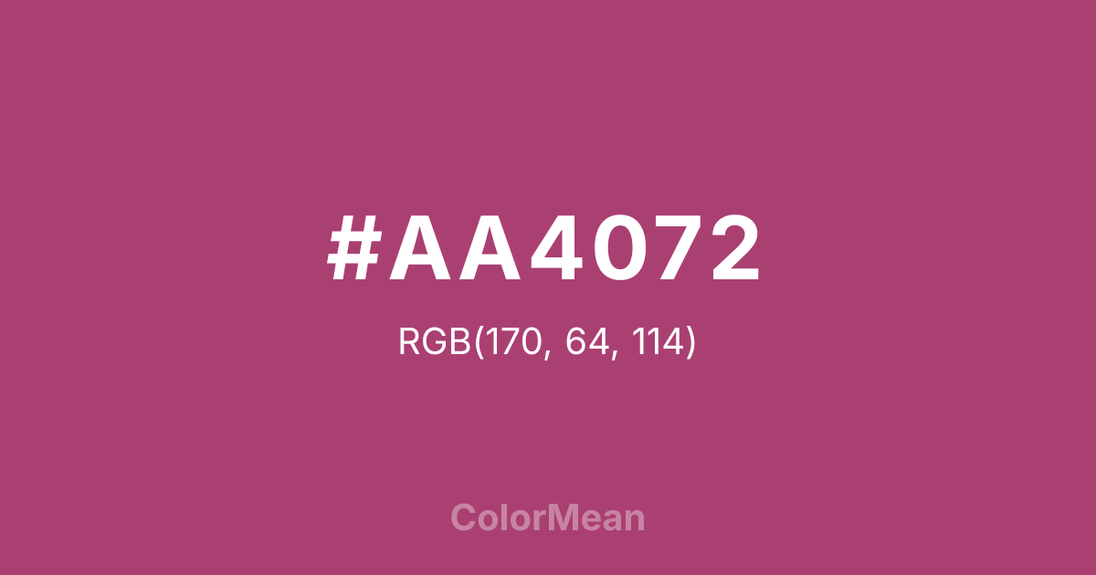 Color swatch image showing #AA4072 with RGB(170,64,114) values
