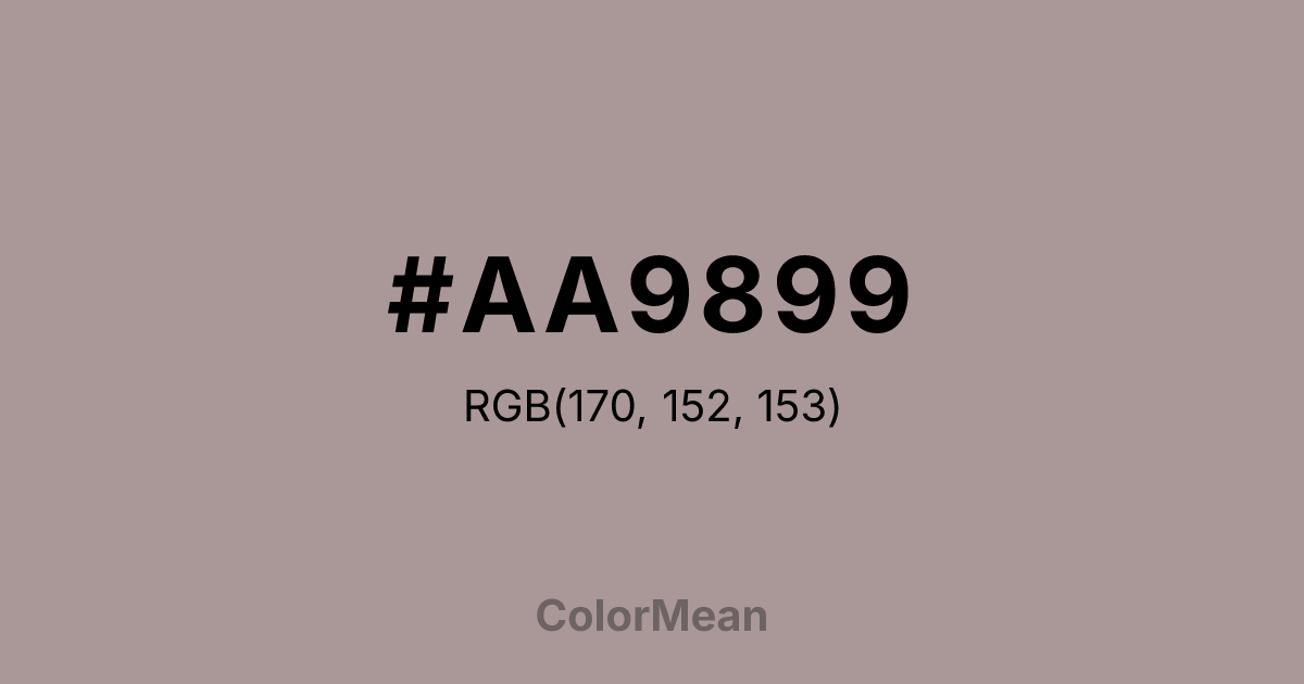 Color swatch image showing #AA9899 with RGB(170,152,153) values