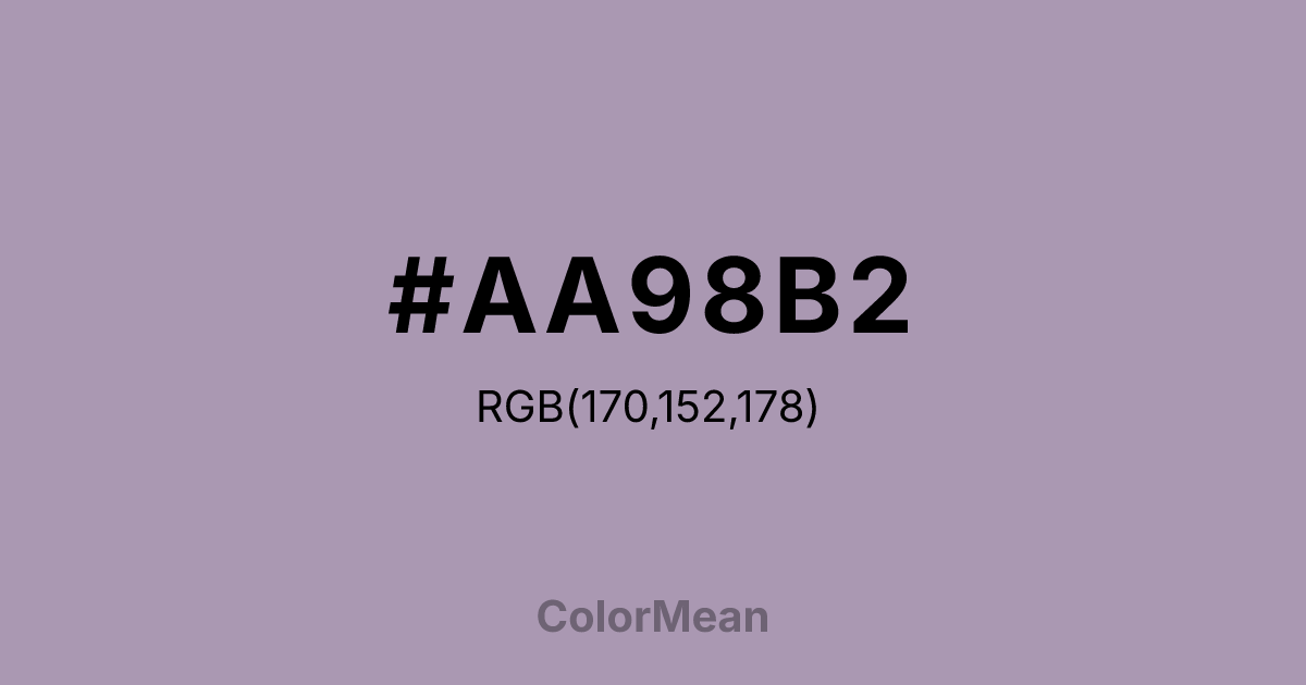 Color swatch image showing #AA98B2 with RGB(170,152,178) values